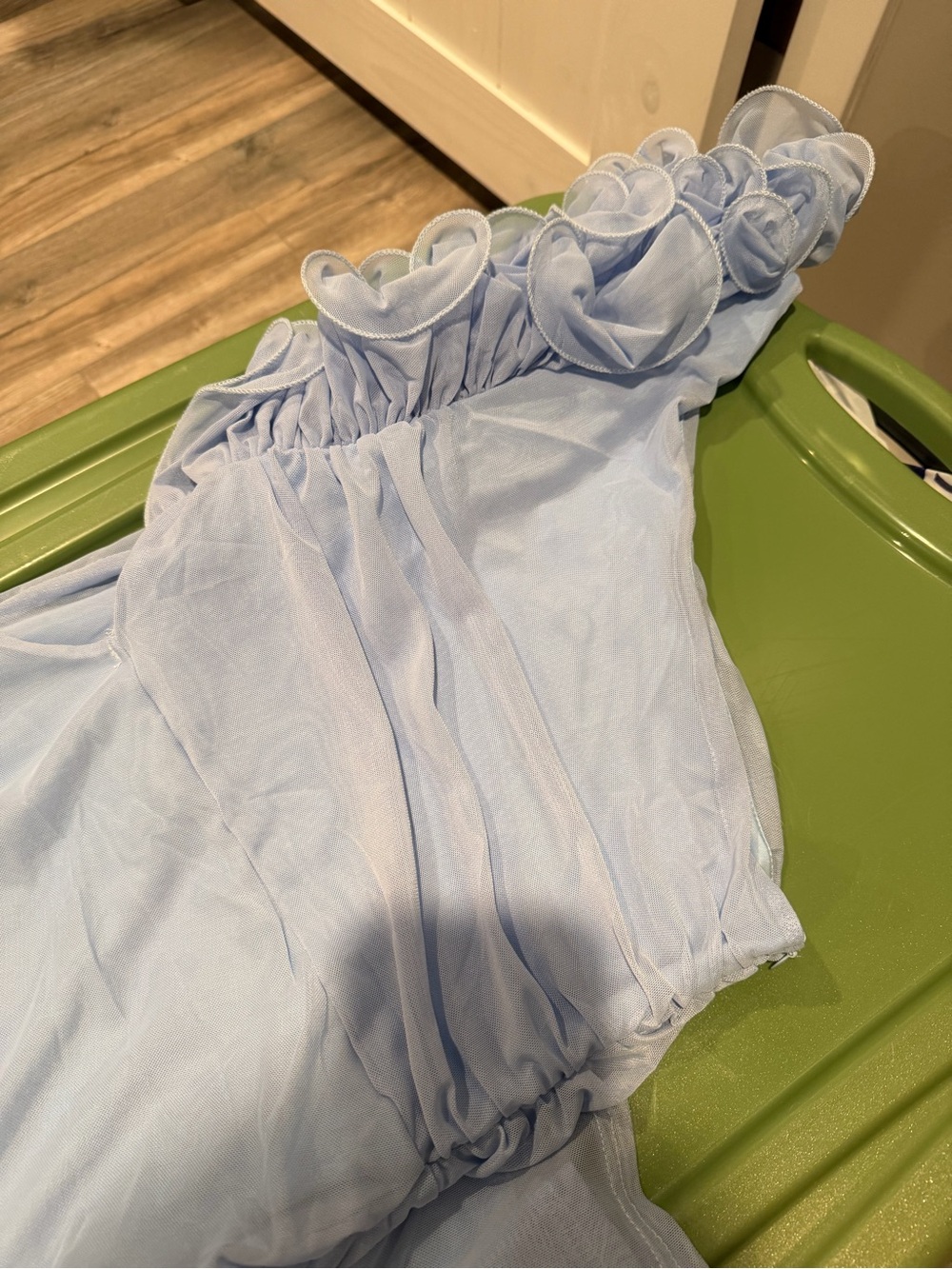 Light Blue One-Shoulder Ruffle Dress - Picture 2 of 5